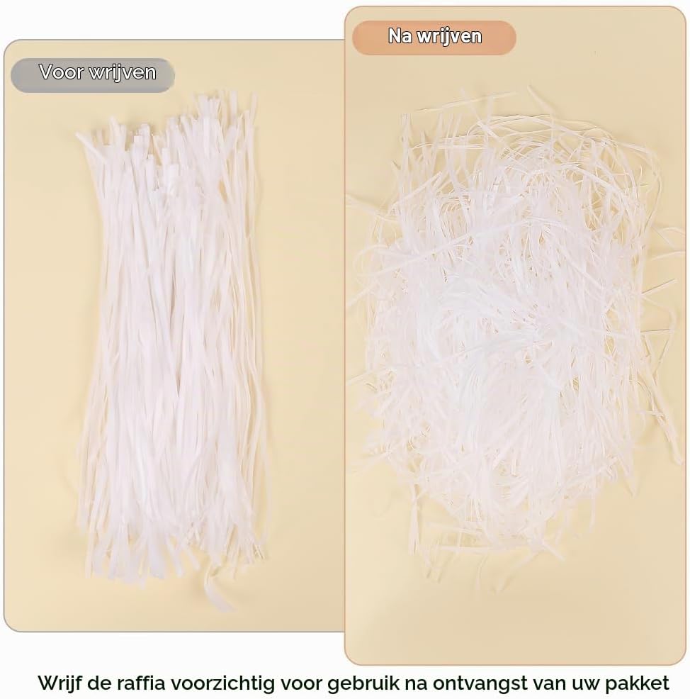 Detalle de Alaoo 100 g papieren cadeauvulling, wit raffiagras voor manden en geschenken