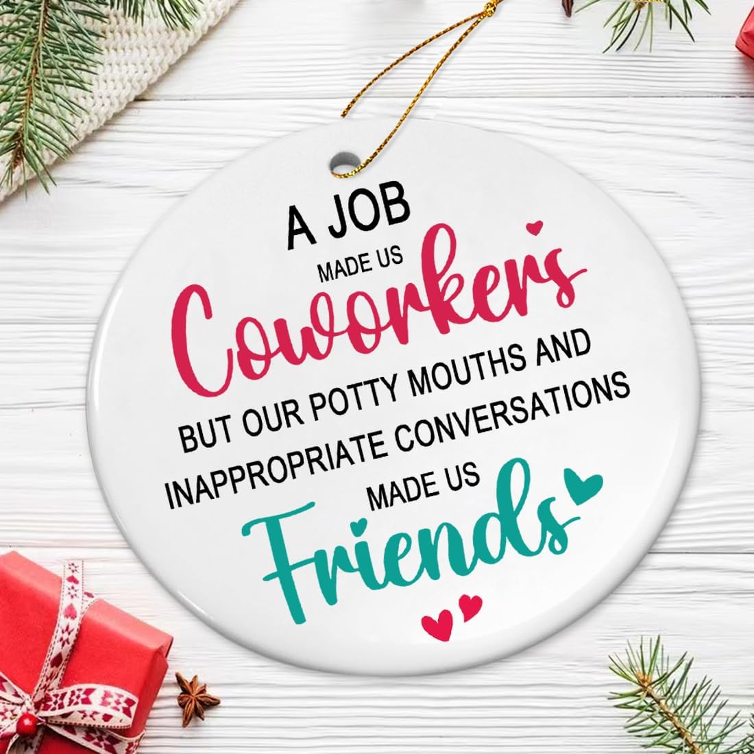 Detalle 2 de Coworker Christmas Ornament 2025 — Funny Work Friend