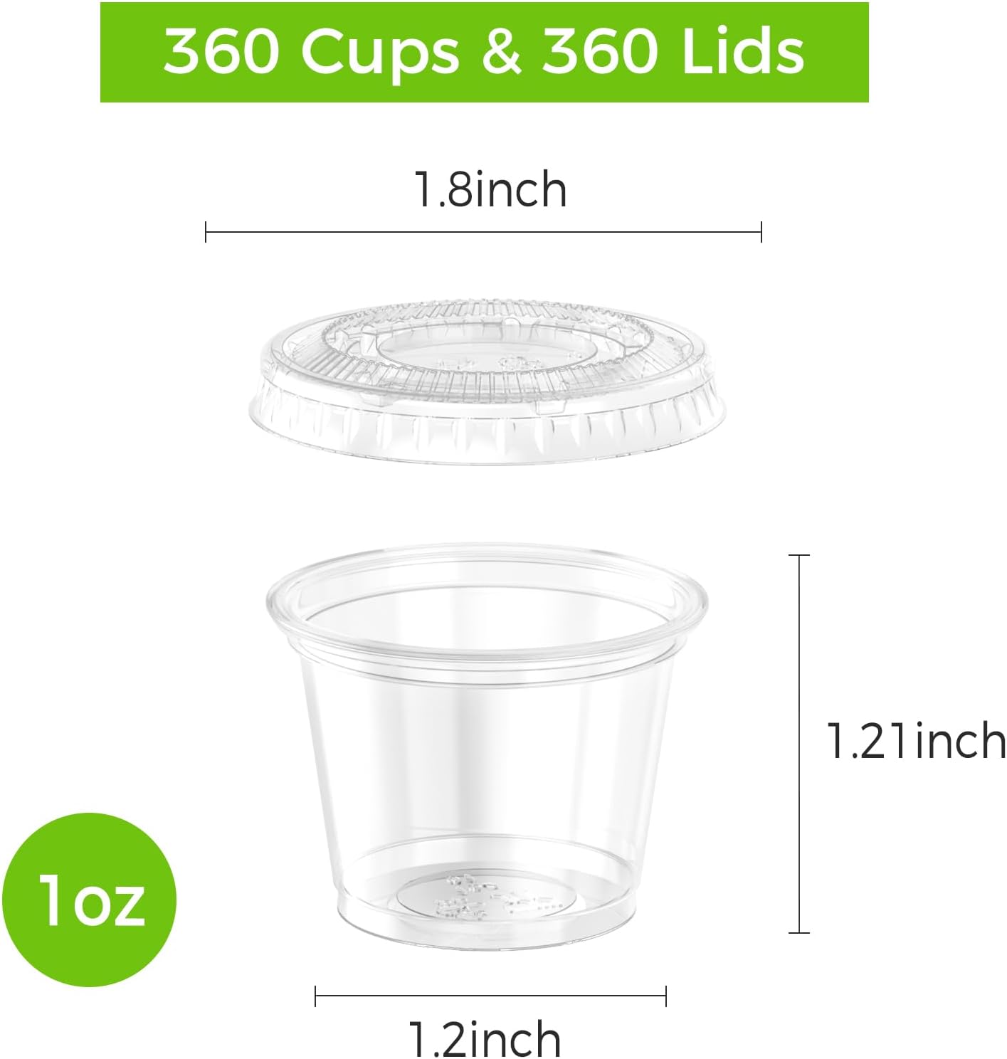 Detalle de Dealusy 360 Set 1 oz Jello Shot Cups with Lids — Sturdy, Leak-Proof, Food Safe (360 Pack)