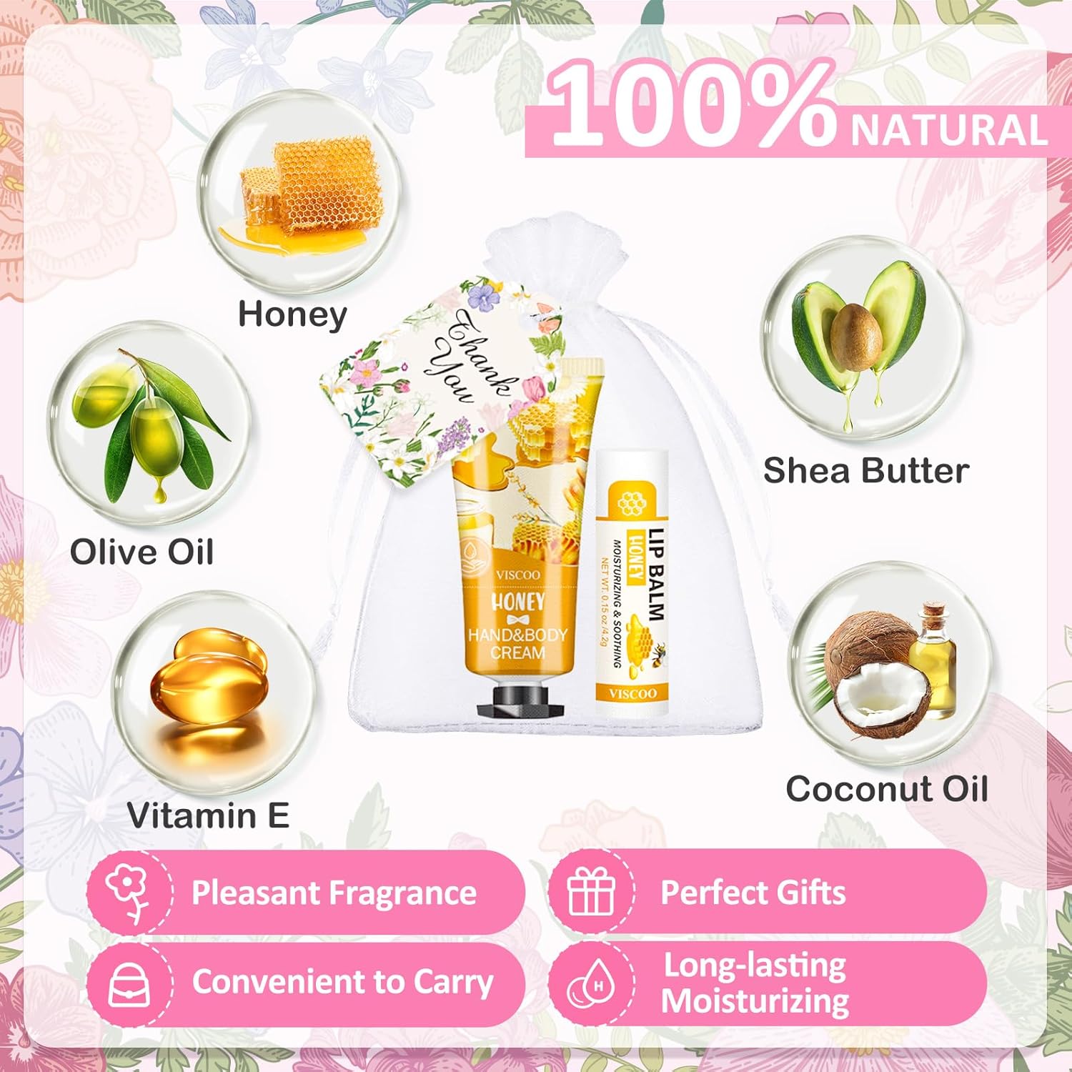 Thumbnail 2 de VISCOO 40 Sets Hand Cream and Lip Balm Bulk Gift Set