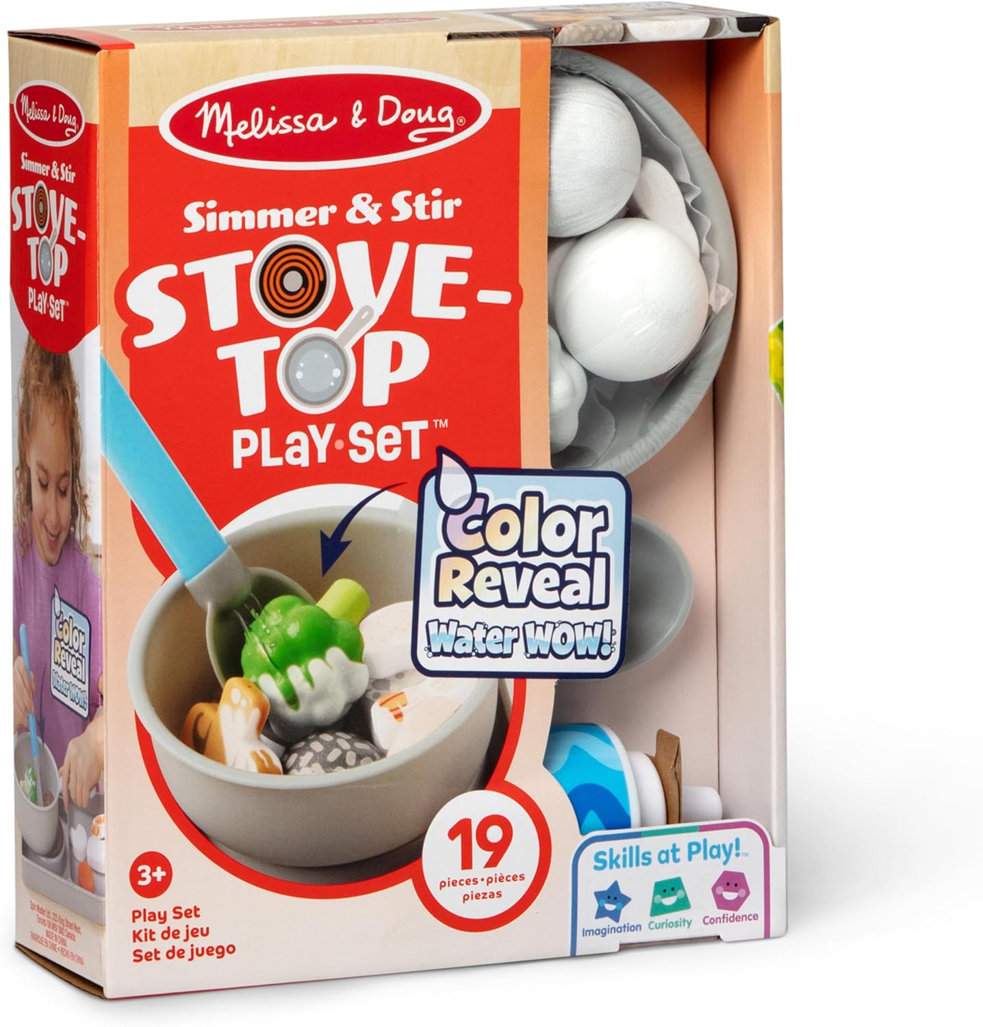 Detalle de Melissa & Doug Water Wow – Kit de jeu cuisinière 19 pièces (aliments changeant de couleur)