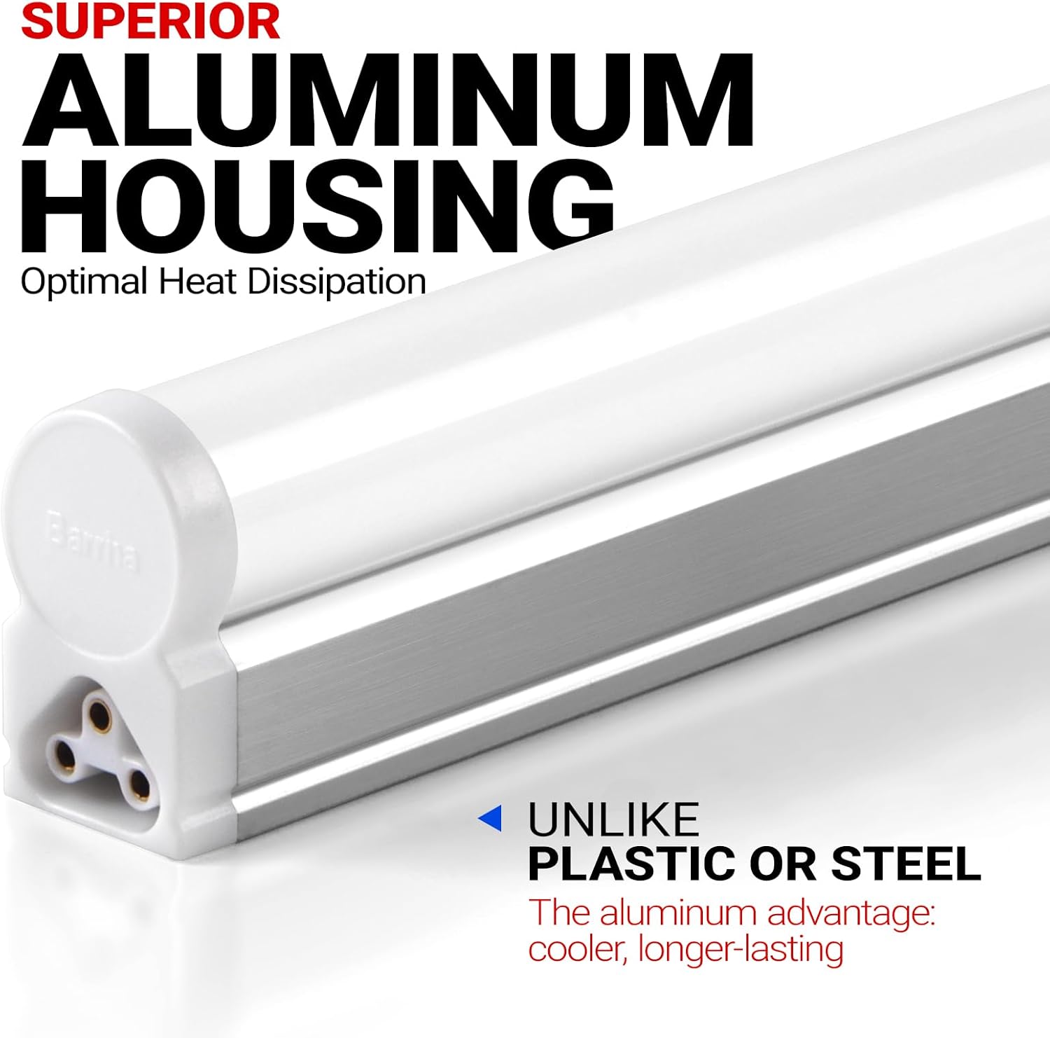 Detalle 2 de Barrina LED Batten Light 4ft (6-Pack) T5 Tube Lights, 20W, 6500K 2200lm