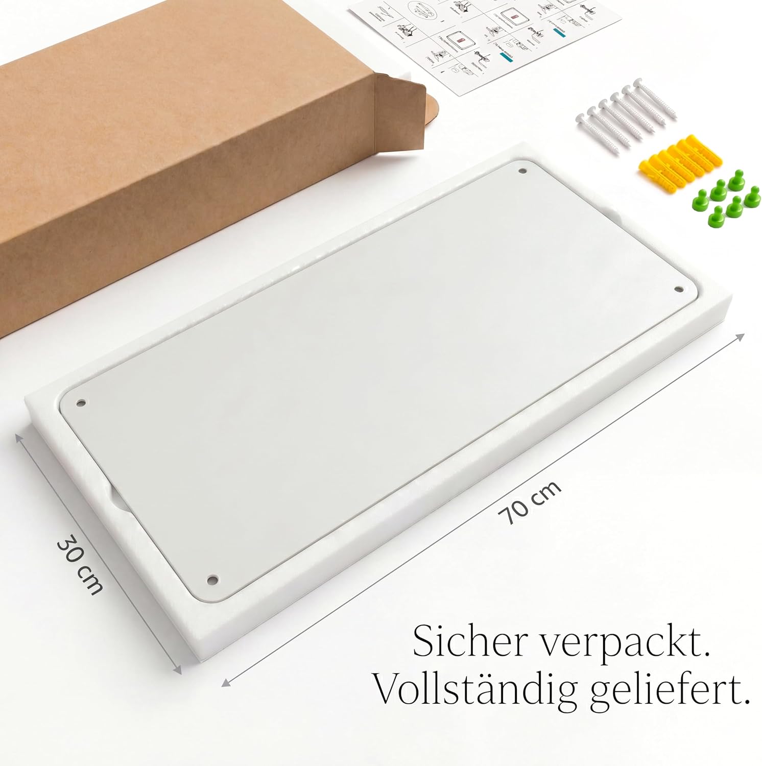 Thumbnail 6 de Warasee Magnettafel Küche Weiß 30 × 70 cm – schlanke Wandtafel für Notizen & Erinnerungen