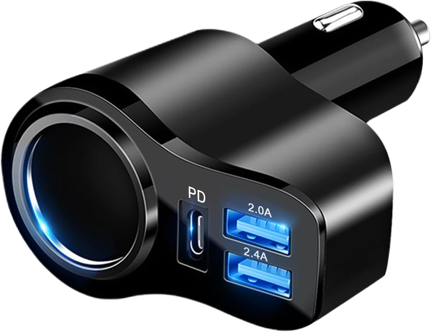 Detalle de 168W Zigarettenanzünder USB‑C Verteiler (4‑in‑1) – PD 3.0 Auto‑Ladegerät für iPhone, iPad & Dashcam