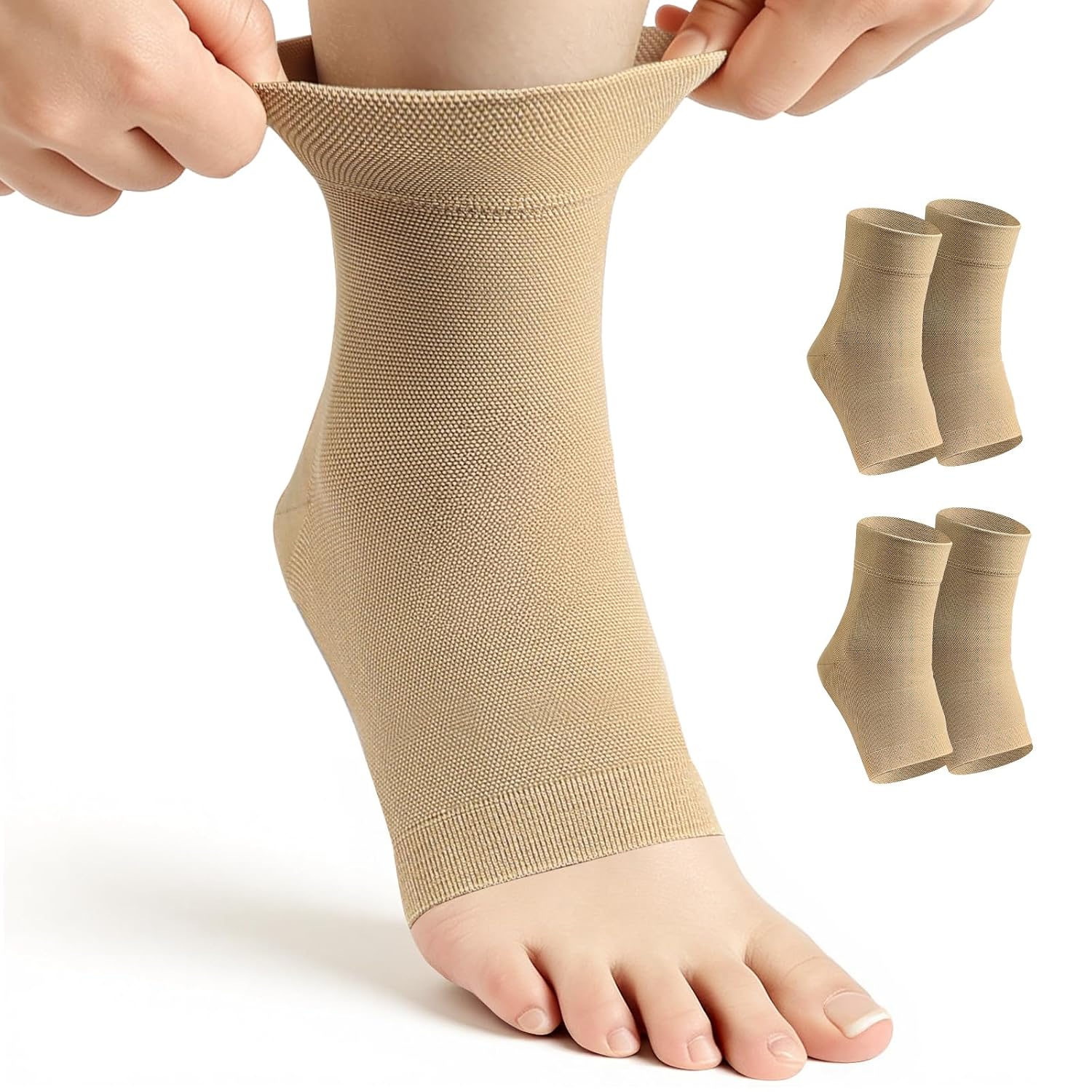 Detalle de Beugo 5860121 enkelsteunsokken XL, 2 paar in nude met ademend mesh