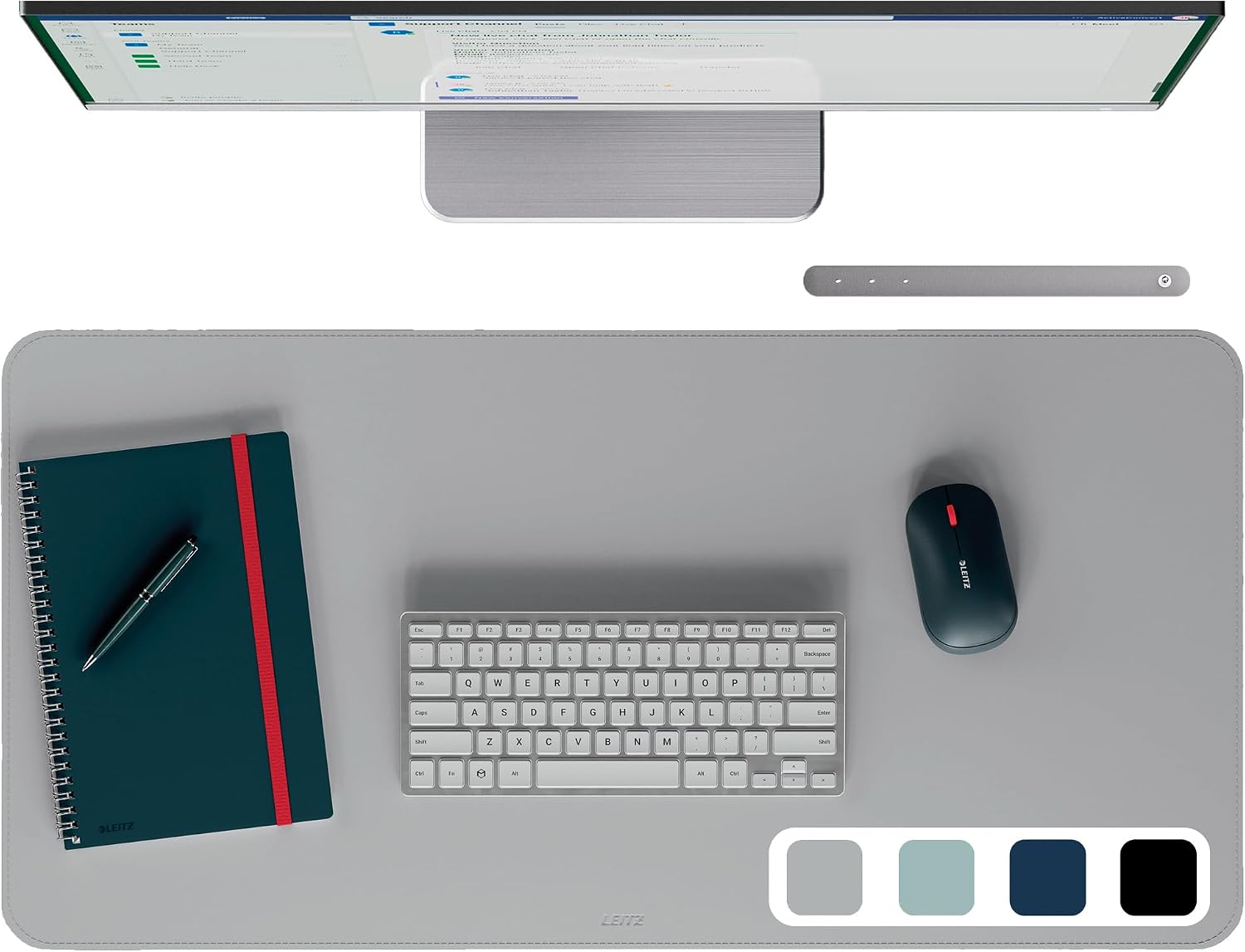 Tapis de bureau grand format Leitz 80x40 cm — Sous-main imperméable, antidérapant et durable