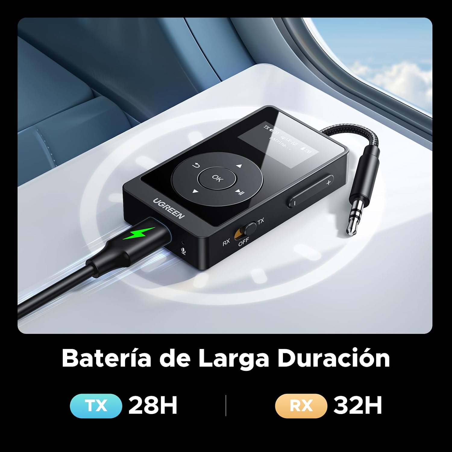 Detalle de UGREEN Receptor Transmisor Bluetooth 5.3 aptX 📡