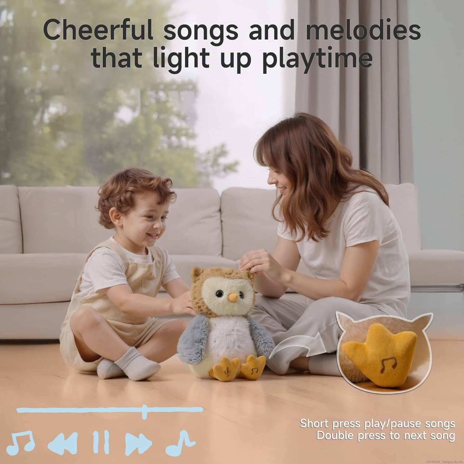 Thumbnail 2 de eJog Pup hibou interactif en peluche qui danse et répète (avec enregistrement)