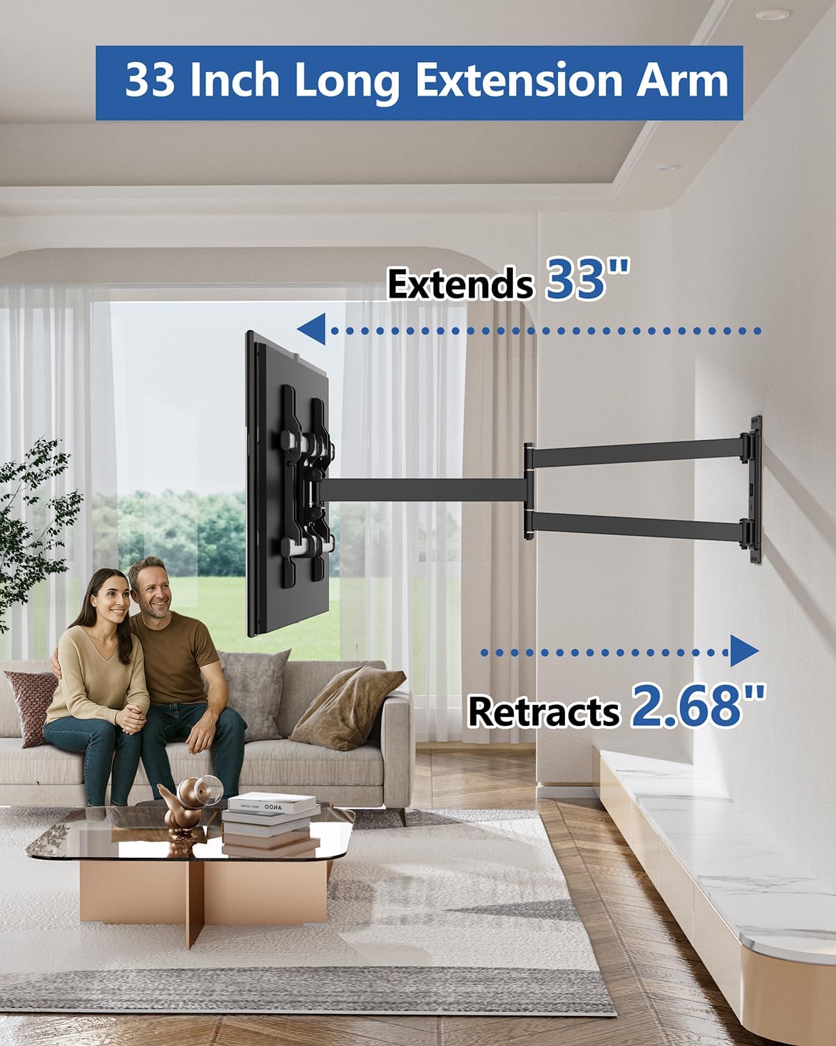 Thumbnail 5 de FORGING MOUNT Long Arm Corner Full-Motion TV Wall Mount (32–75 inch, up to 100 lbs, 33” extension)