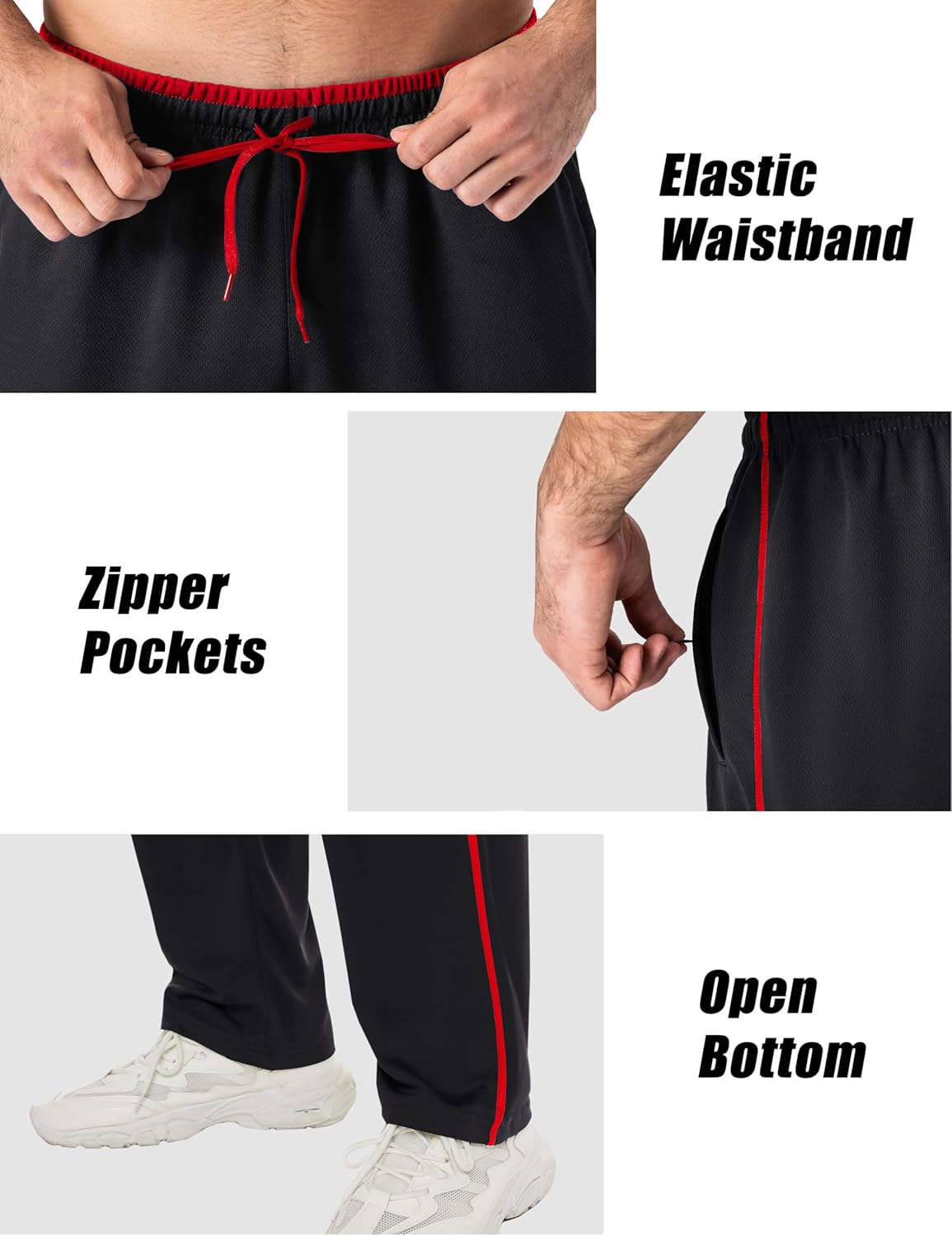 Thumbnail 4 de EKLENTSON Herren Trainingshose — Mesh-Jogginghose mit Reißverschlusstaschen