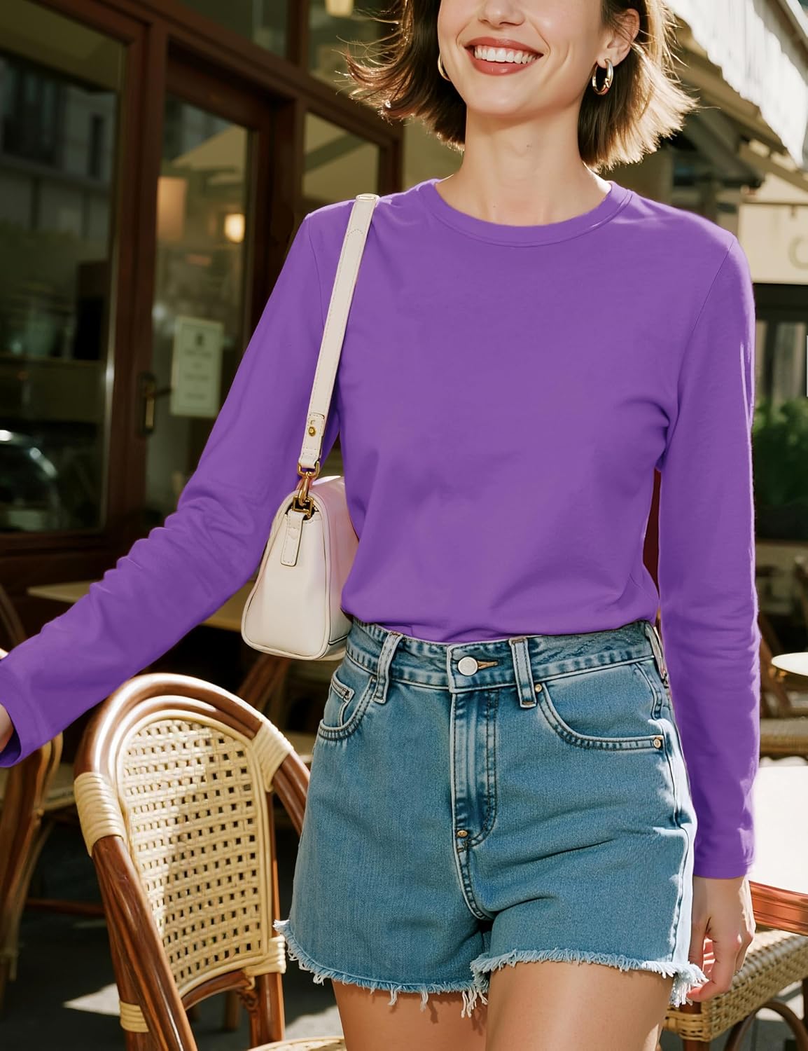 Thumbnail 6 de TACVASEN Women’s Long Sleeve Cotton T-Shirt with Crew Neck, Quick Dry Breathable Fit