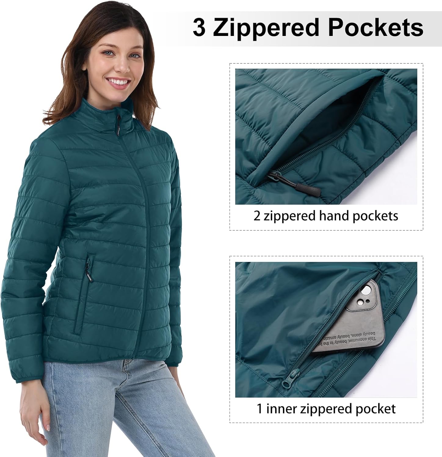 Detalle de Outdoor Ventures Womens Winter Lightweight Packable Puffer Jacket with Sorona insulation