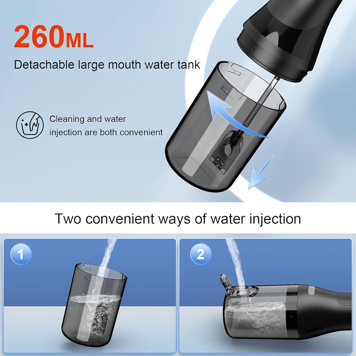 Thumbnail 3 de Water Flosser Cordless: Portable Oral Irrigator with 5 Tips, 4 Modes, and 260ml Tank