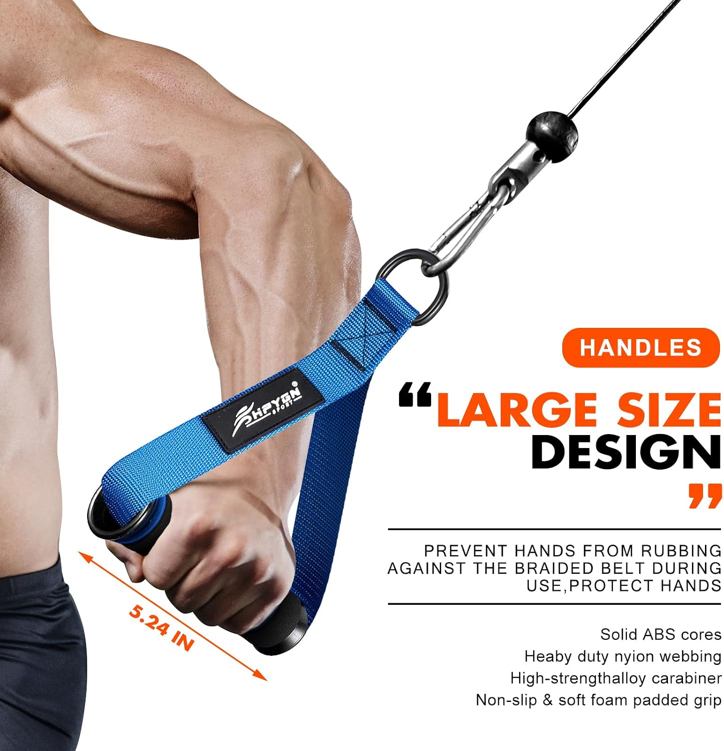 Detalle de HPYGN cable handles Exercise Attachments with Nylon Straps and Foam Grips