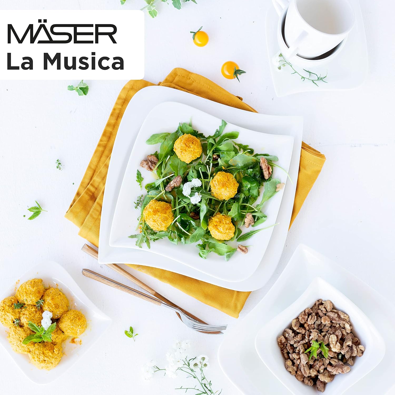Thumbnail 6 de MÄSER La Musica – porcelanowy serwis obiadowy, biały, 30 elementów dla 6 osób