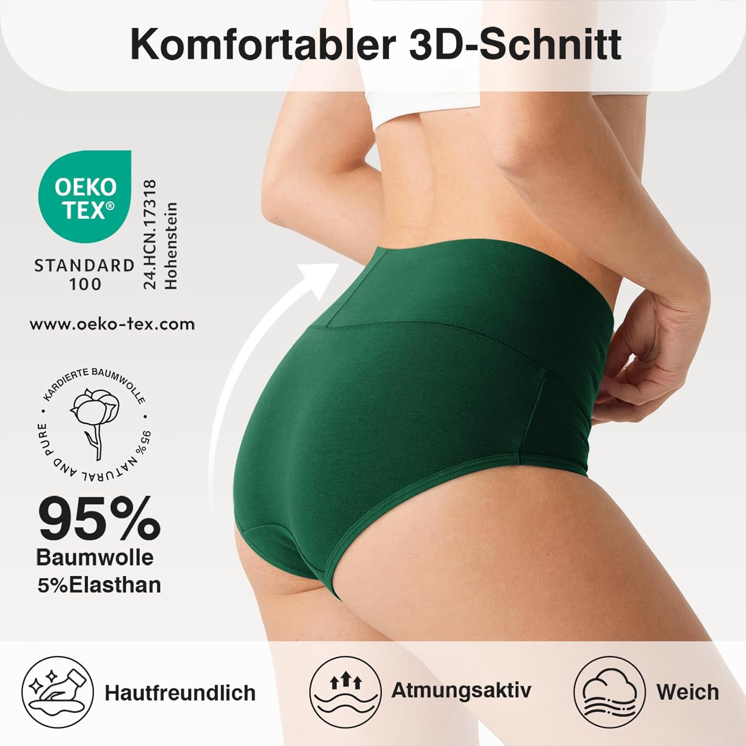 Thumbnail 2 de QINCAO Unterhosen Damen, 6er Pack Hohe Taille – Baumwolle, atmungsaktiv, elastisch