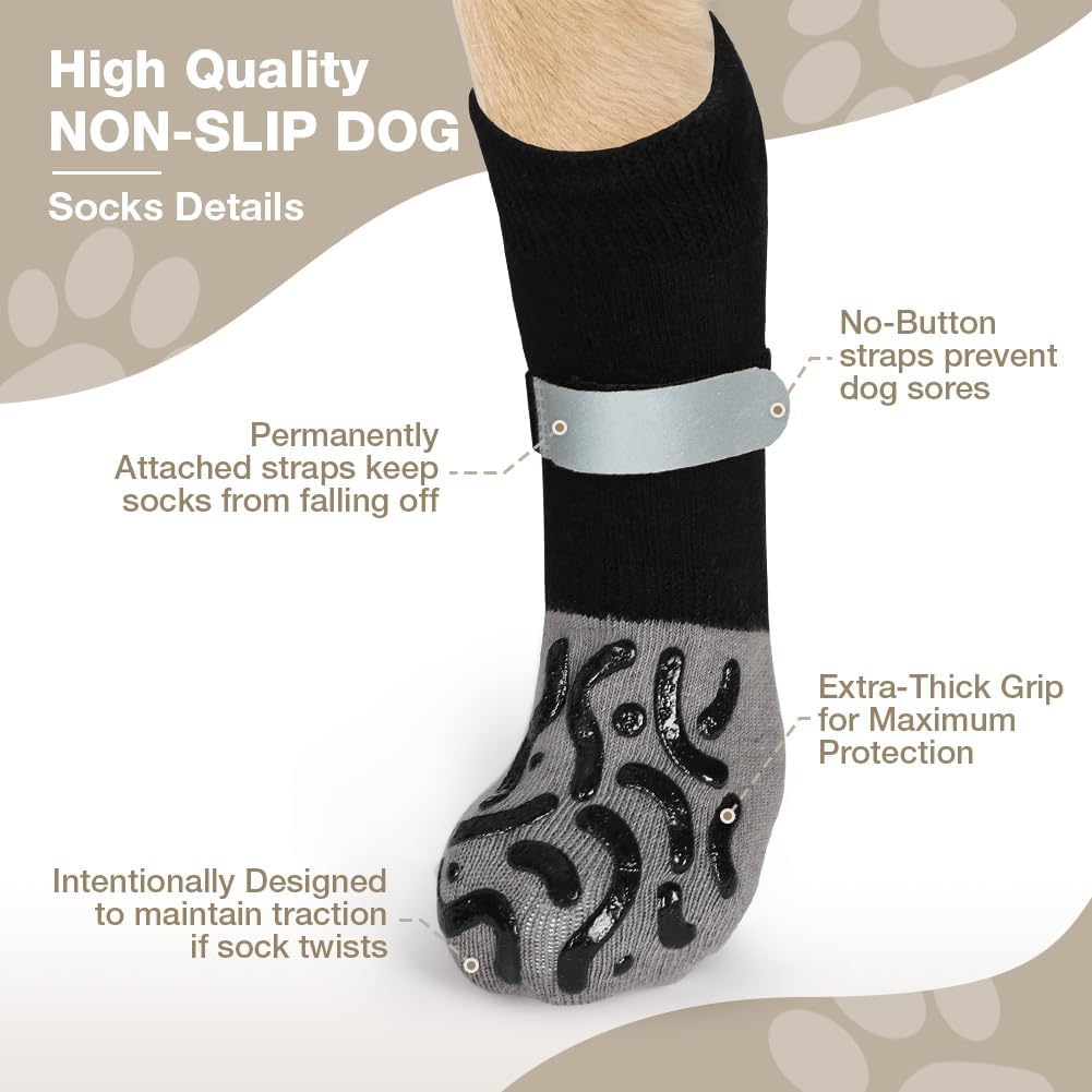 Thumbnail 5 de Adiwo Calzini per cani antiscivolo regolabili (2 paia) per piccola taglia e media taglia XL