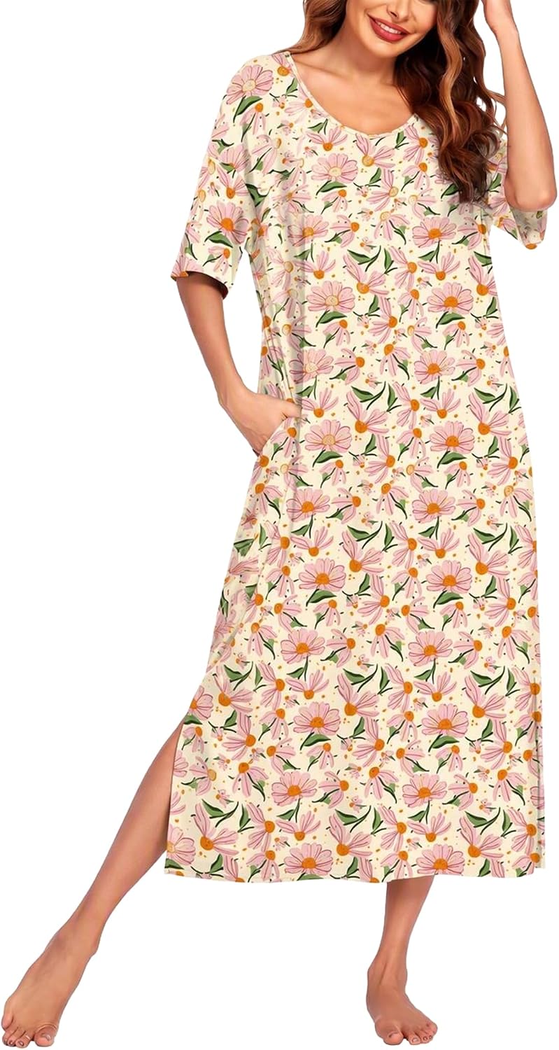 Detalle de Ekouaer Women's Nightgown in Bamboo Viscose