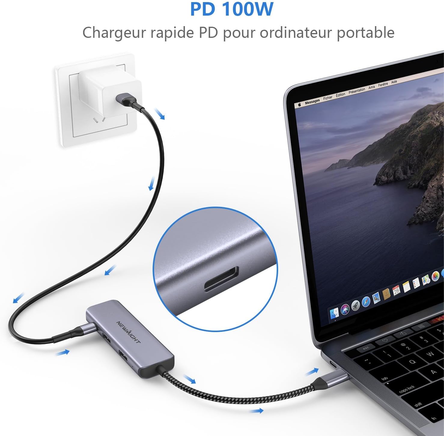 Detalle 2 de Newmight Station d’accueil USB-C double HDMI