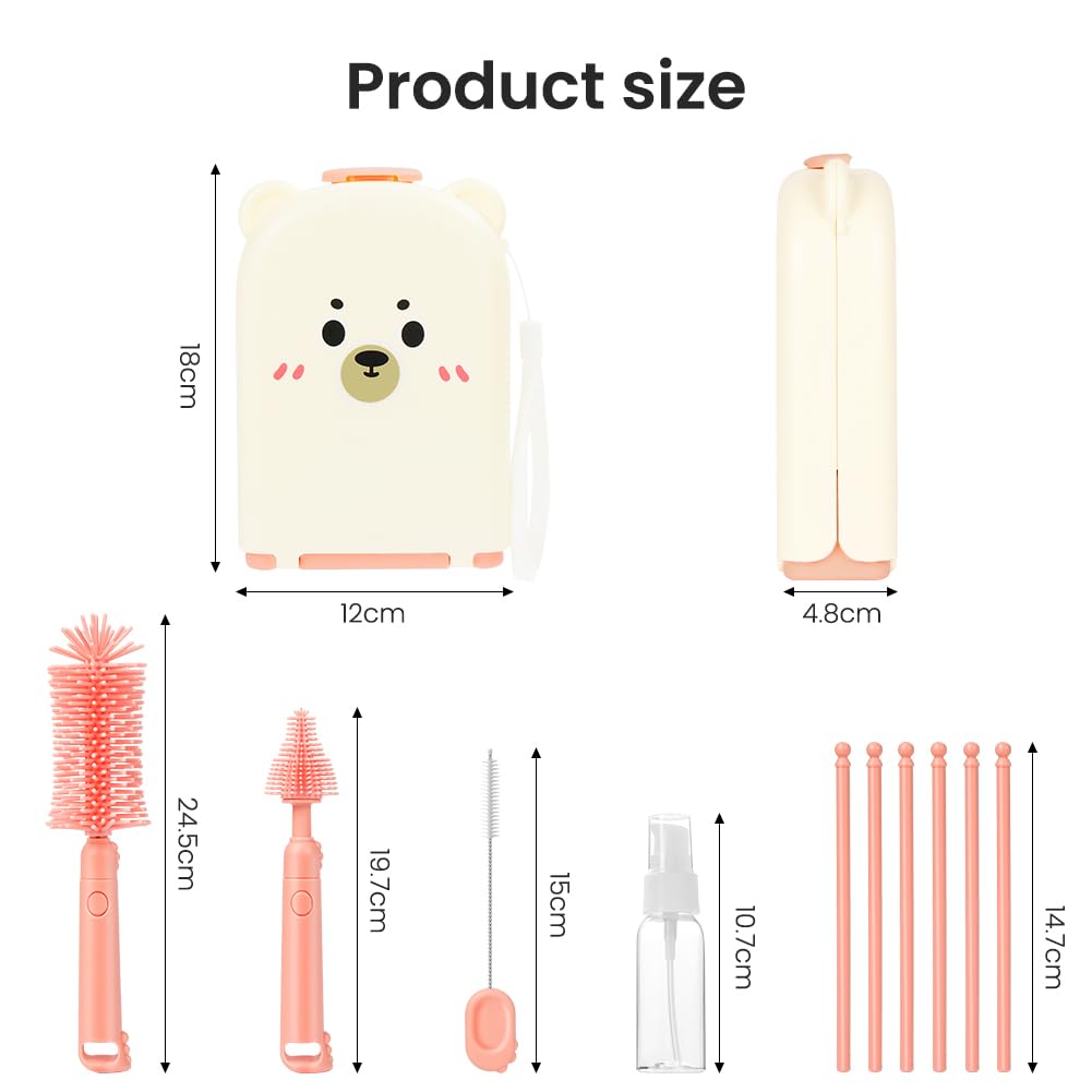 Detalle de Vicloon 6 in 1 Reise Baby Flaschenbürsten Set – BPA-frei, Silikonkopf & Reiseset