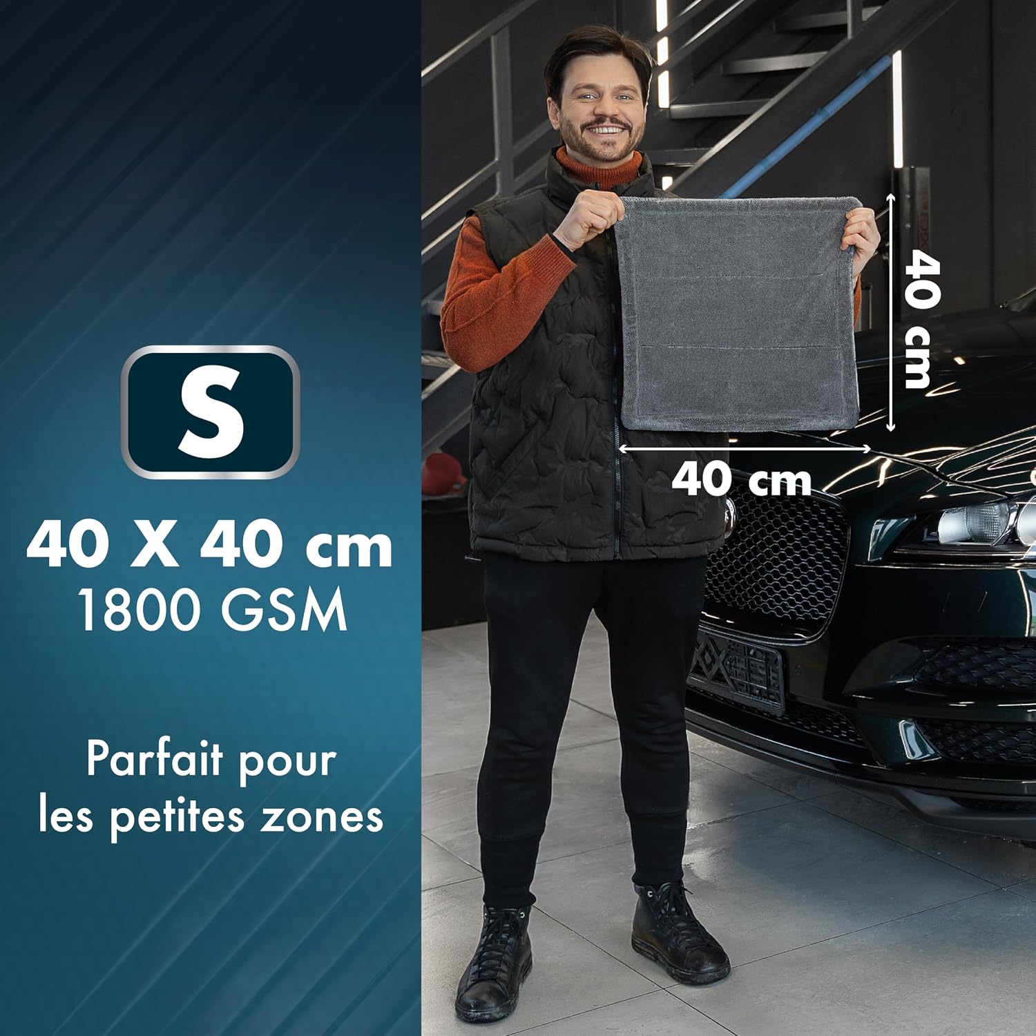 Detalle de ZENAKIO Chiffon Microfibre Voiture Séchage S 40x40 cm – 1800 g/m², sans trace et sans rayures
