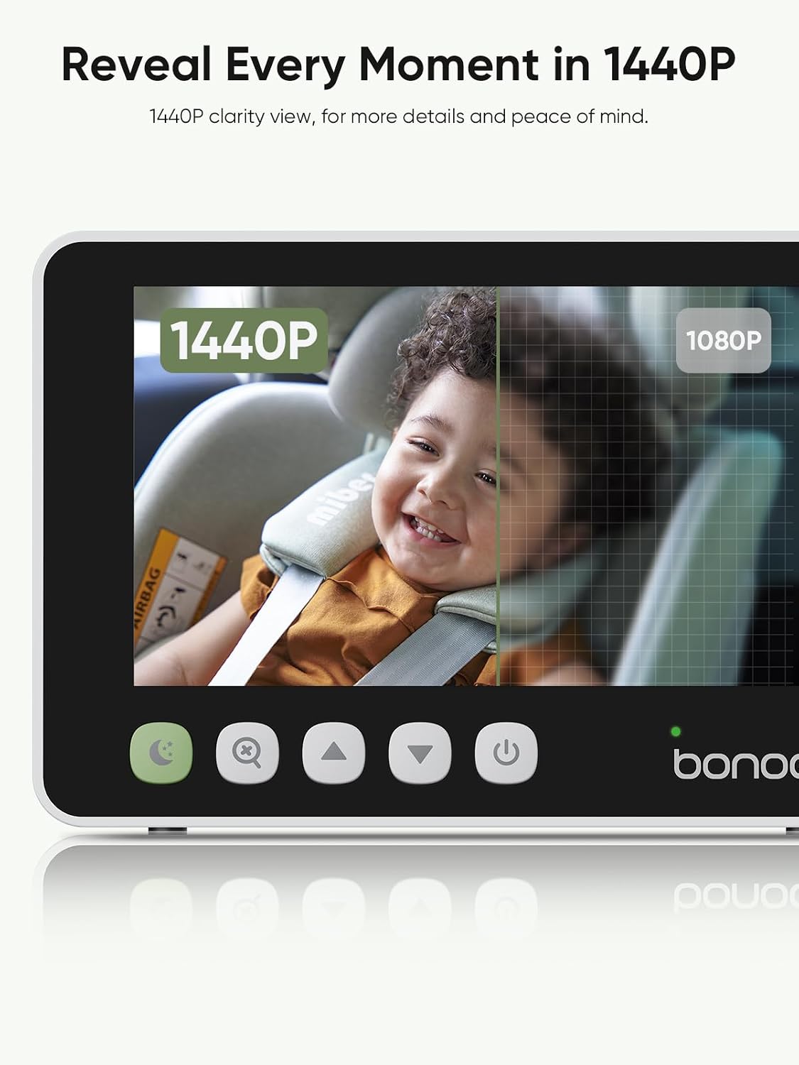 Detalle 2 de bonoch BCM01 5-Inch Baby Car Camera for Two Kids, 1440p Split-Screen