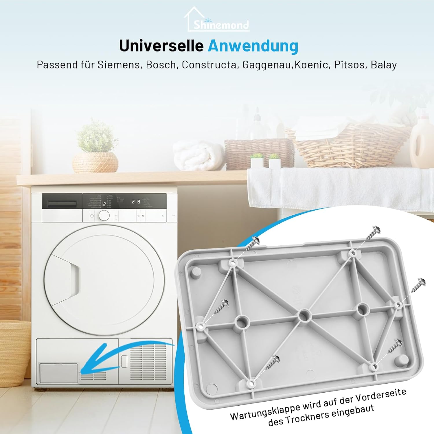 Detalle 2 de Shinemond Wartungssklappe Serviceklappe 646776/00646776 – kompatibel mit Bosch/Siemens Trocknern
