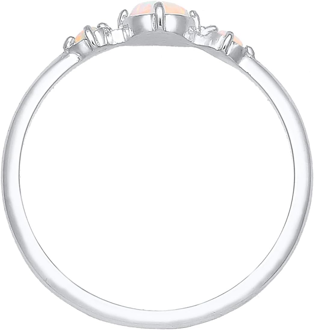 Detalle de Elli Ring Damen Band Geo Vintage Trend mit synthetischem Opal aus 925 Sterling Silber