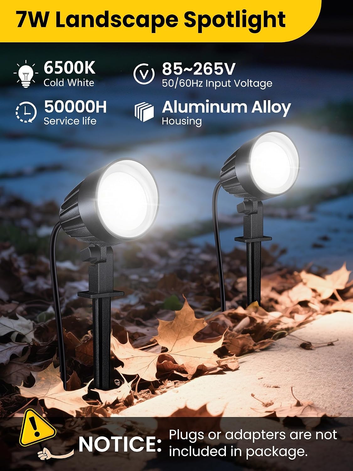 Detalle de MEIKEE set da 2 faretti da giardino LED 7W 500 lm IP66 bianco freddo 6500K