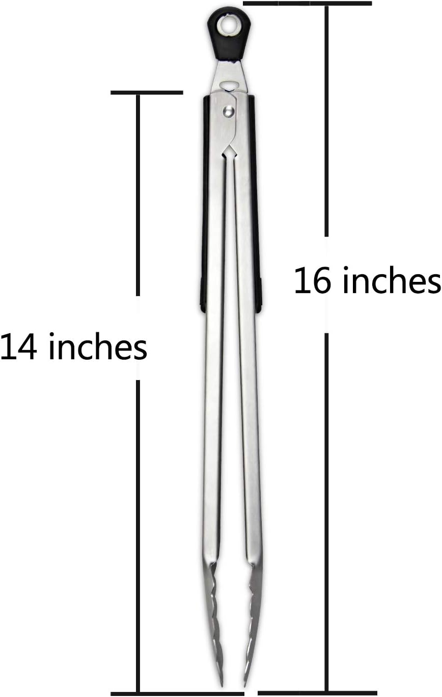 Detalle de AOOSY CJ-115 16-Inch BBQ Tongs, Set of 2 with Scalloped Grips