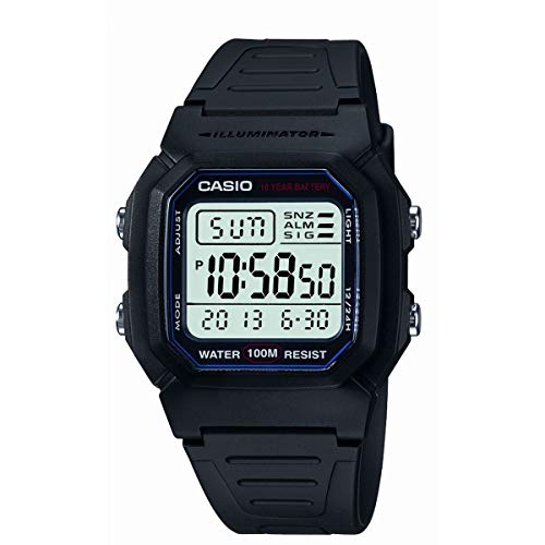 Detalle de Casio W-800H-1AVES Unisex Digital Quartz Watch with LCD Dial and Black Resin Strap