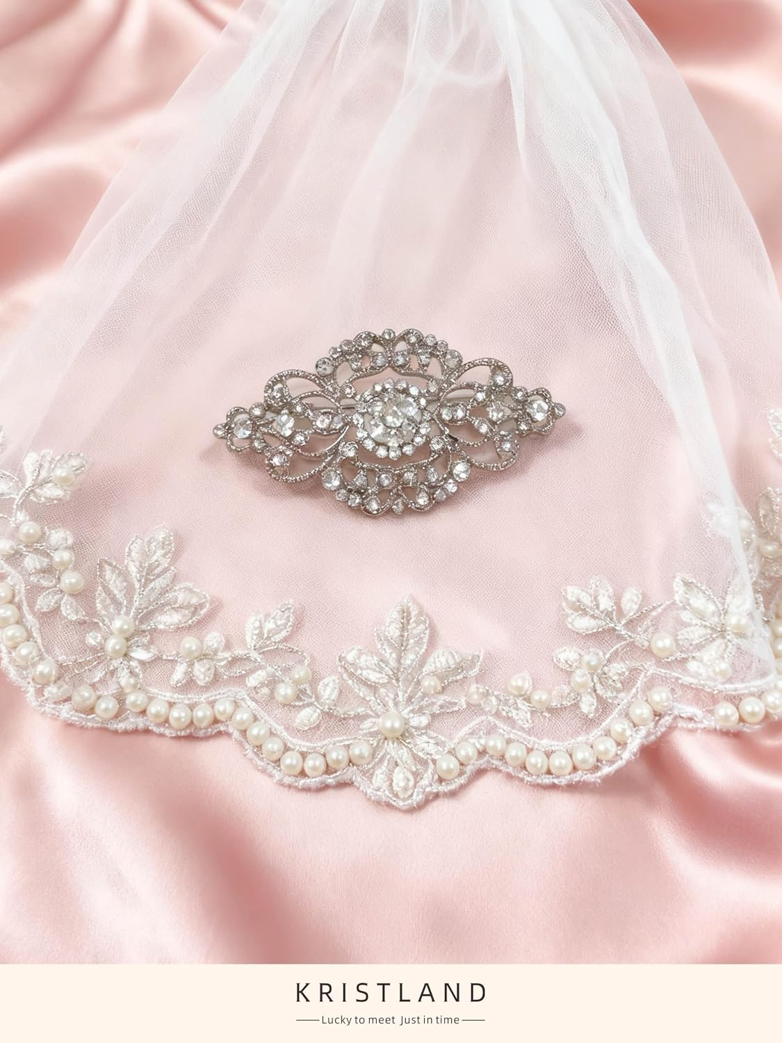 Detalle 2 de KristLand Österreichische Kristallblumen-Brosche – Vintage-Design für Braut, Hochzeit und festliche Anlässe