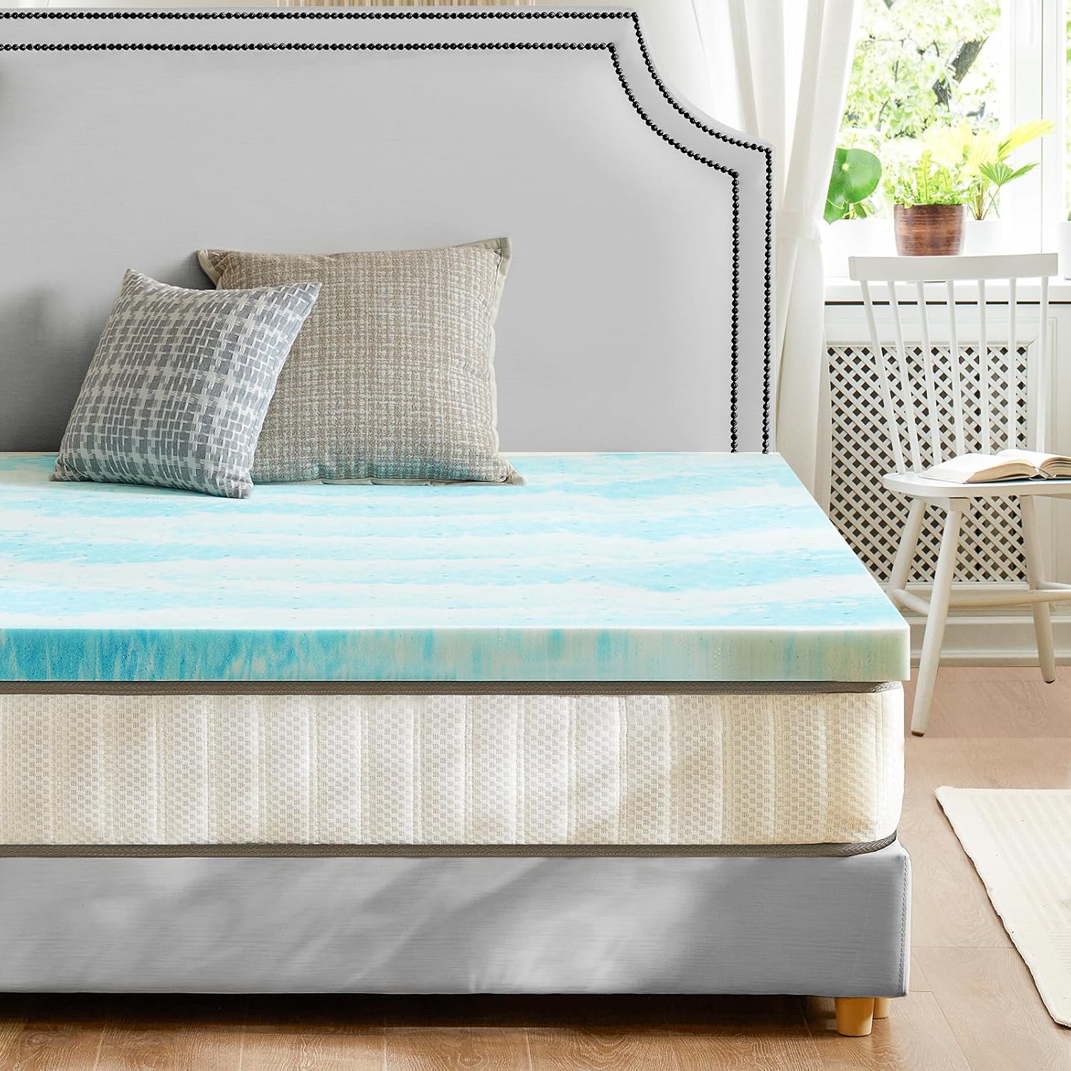 Detalle de Sweetcrispy 3 Inch Memory Foam Gel Infused Mattress Topper, Full Size