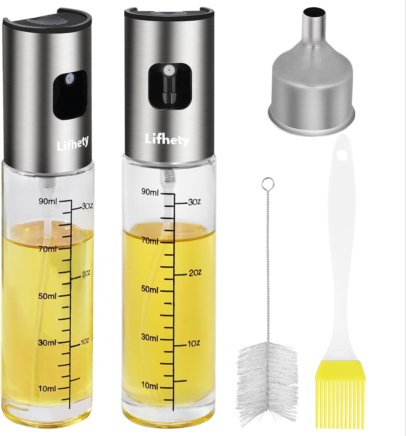 Detalle de Lifhety OSB24-5 Oil Spray Bottles, 2-Pack, 100ml Glass with Funnel