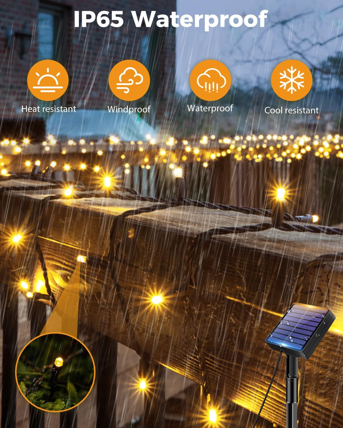 Thumbnail 3 de btfarm 2 Pack Solar Outdoor Garden String Lights with Timer, IP65 Waterproof (Warm White) – 12m total, 120 LEDs