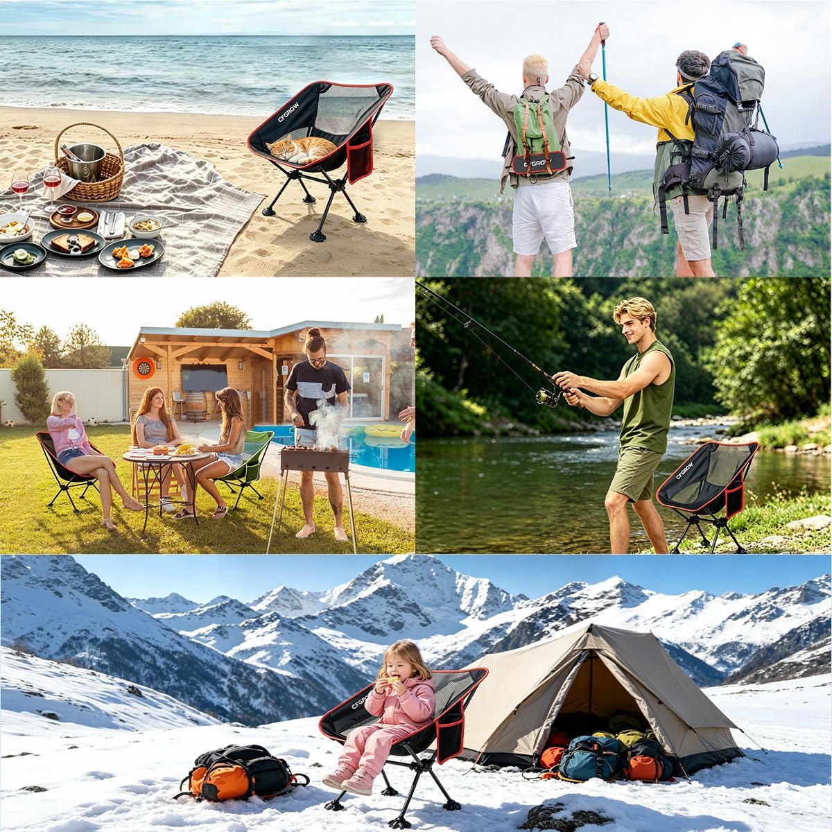 Thumbnail 6 de CFGROW CF-STY01 Folding Camping Chair with 600D Oxford Fabric and Mesh Back