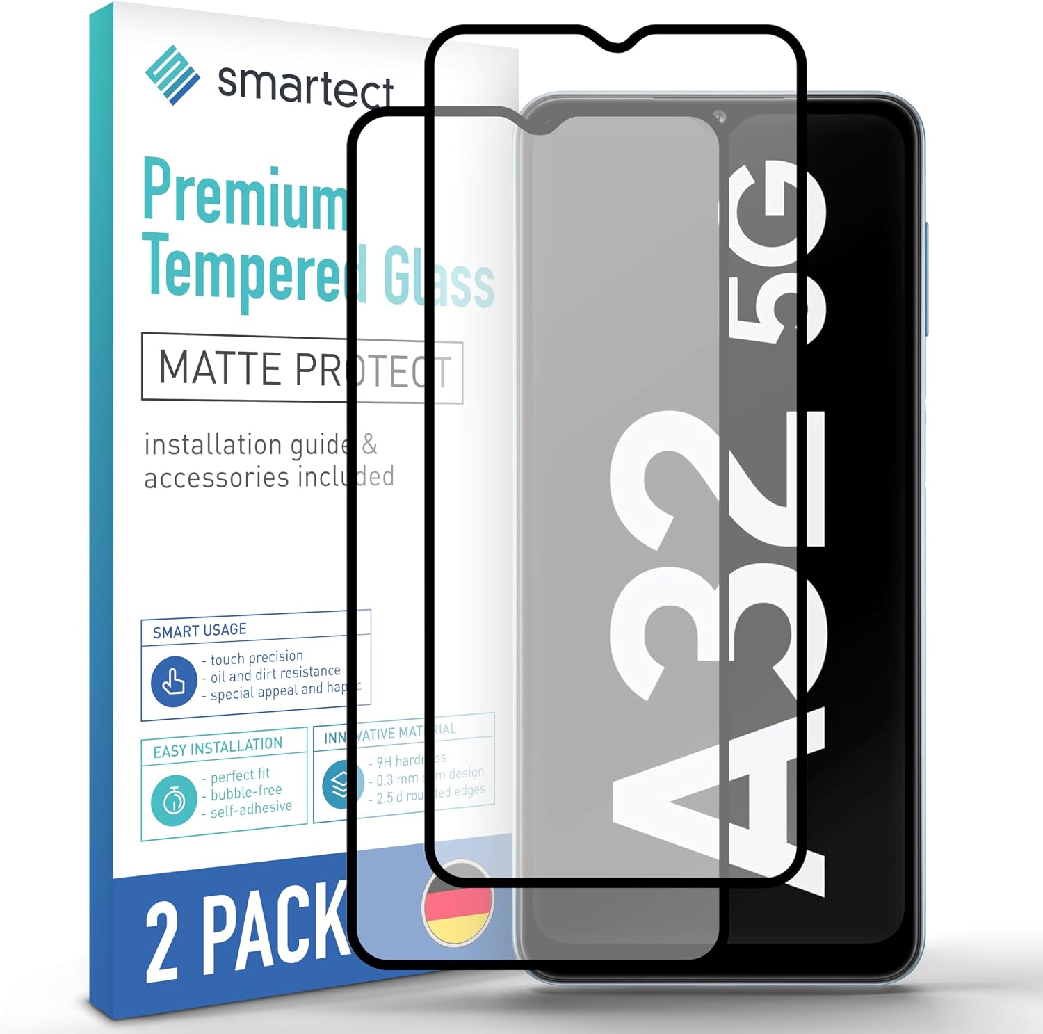 Detalle de Smartect Verre Trempé pour Samsung Galaxy A32 5G (2 pièces) Full Screen mat, anti-rayures 9H