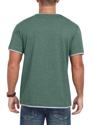 Thumbnail 5 de Hisir Camiseta de Verano para Hombre - Manga corta, cuello redondo, bloques de color Verde Claro, talla L