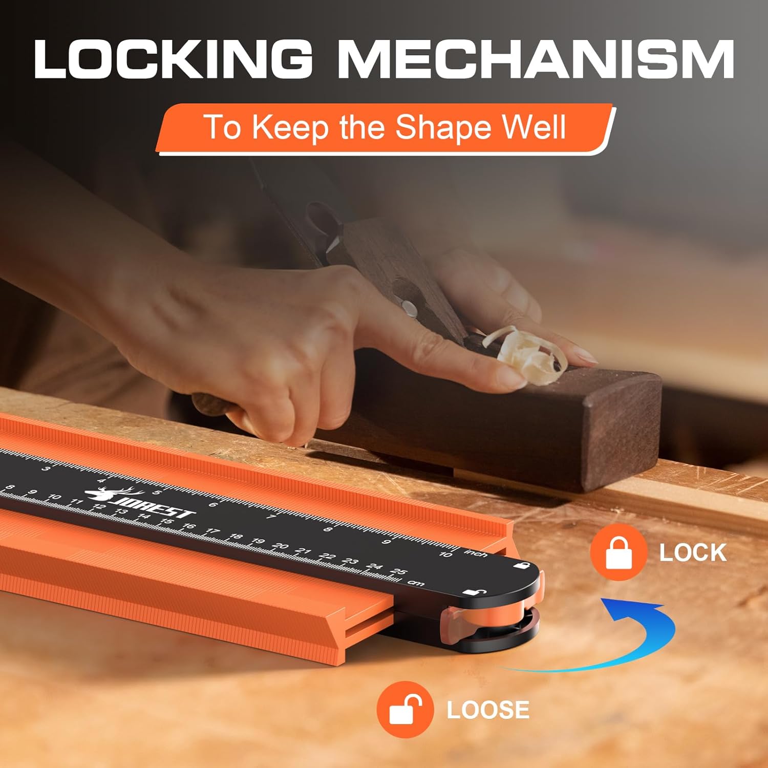 Detalle 2 de JOREST 10 Inch Contour Gauge with Lock – scribing and profiling tool for woodworking, flooring and tiling
