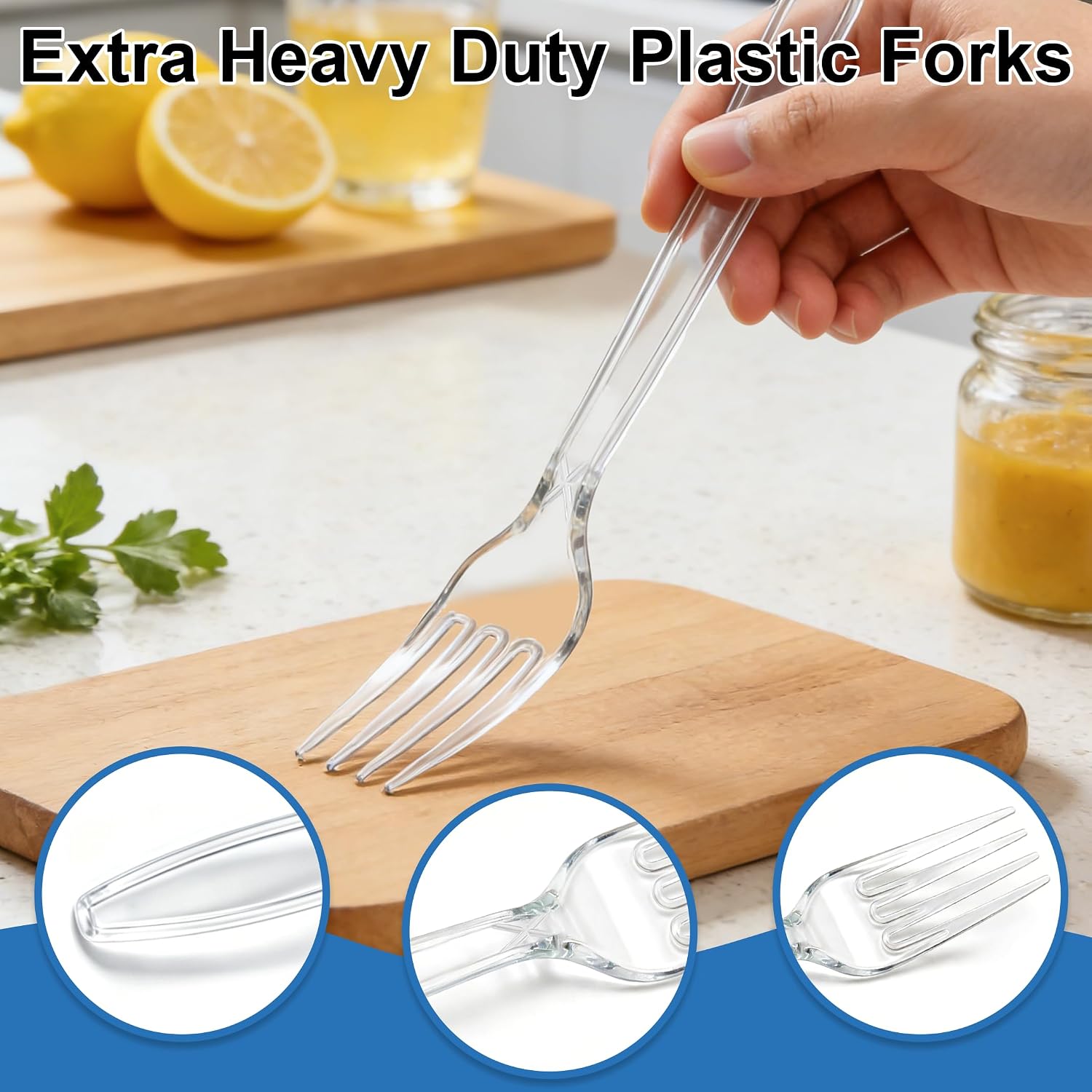 Thumbnail 2 de BYSNOW 360 Count Clear Disposable Plastic Forks – Extra Heavy Duty, BPA-Free, Heat & Break Resistant