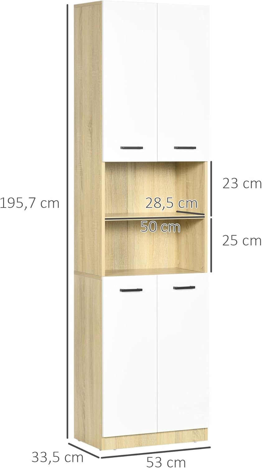 Thumbnail 2 de kleankin Columna auxiliar baño 53x33,5x195,7 cm Blanco Roble