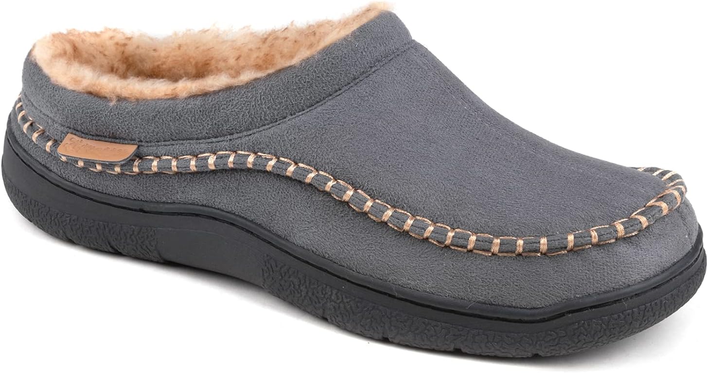 Detalle 1 de Zigzagger Men's Slip-On Moccasin Slippers with Plush Lining and Rubber Soles