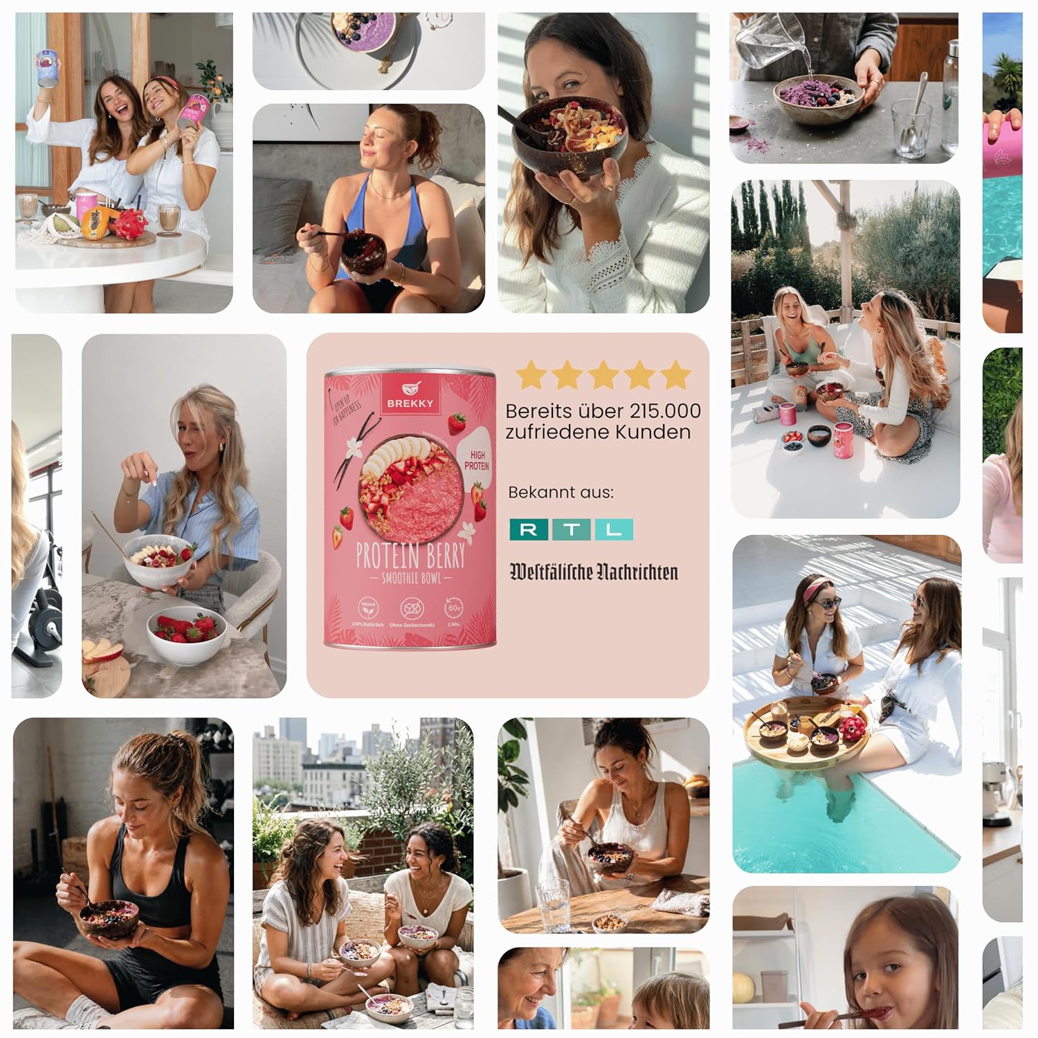 Thumbnail 6 de BREKKY Protein Smoothie Bowl „Protein Strawbeery“ – vegan, ohne Zuckerzusatz, 100% natürliche Zutaten