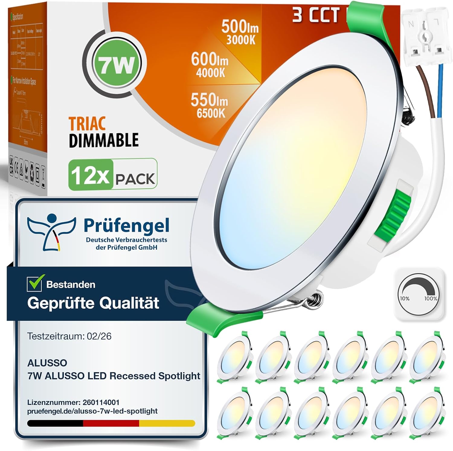 Detalle de ALUSSO LED Einbaustrahler 7W Ultra Flach 12er Set