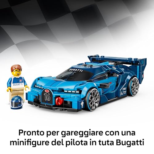 Detalle de LEGO Speed Champions Super Auto Sportiva Bugatti Vision GT (77253) | Bot di Mastice da Esposizione e Gioco per Giovani Piloti