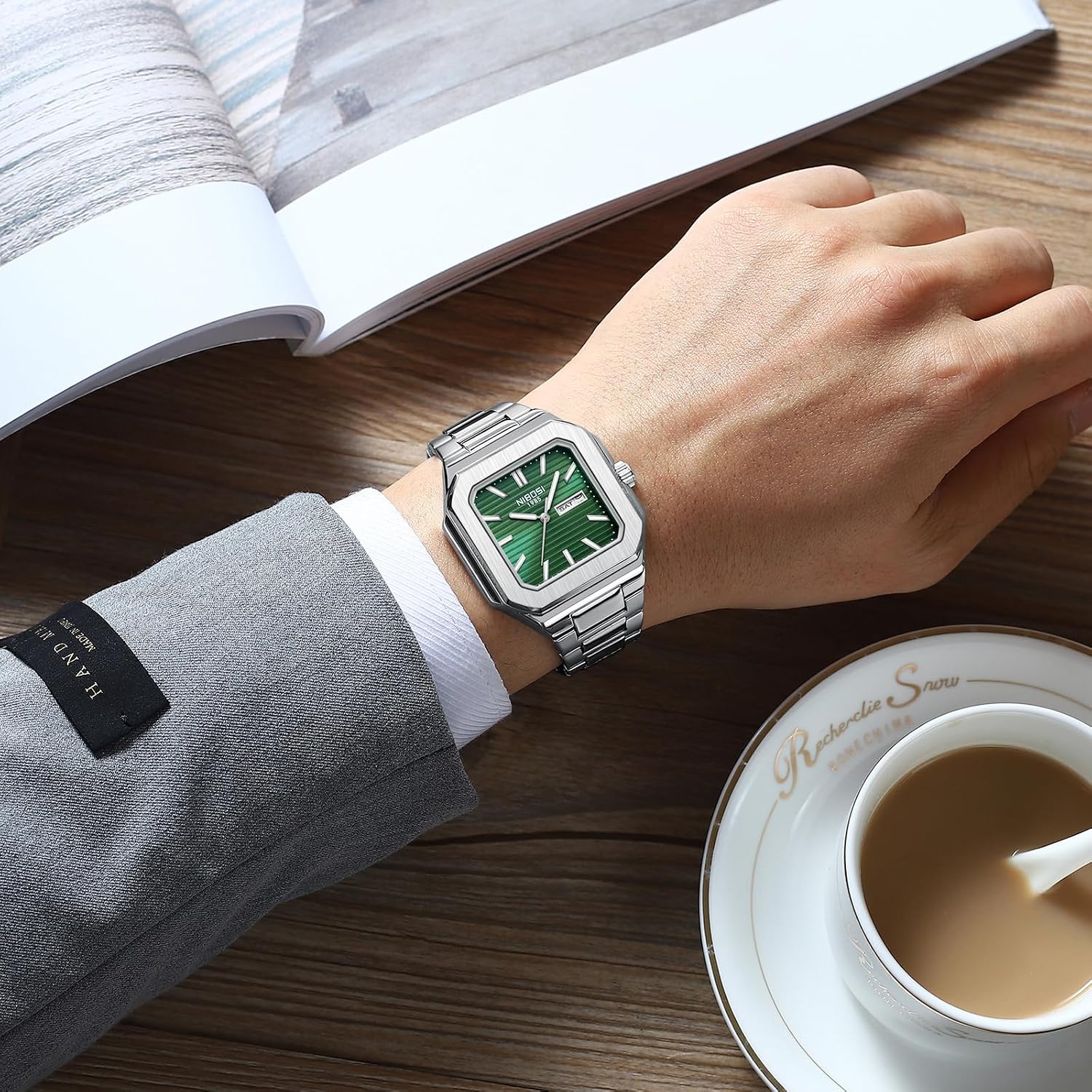 Thumbnail 6 de NIBOSI orologio uomo analogico quarzo quadrato