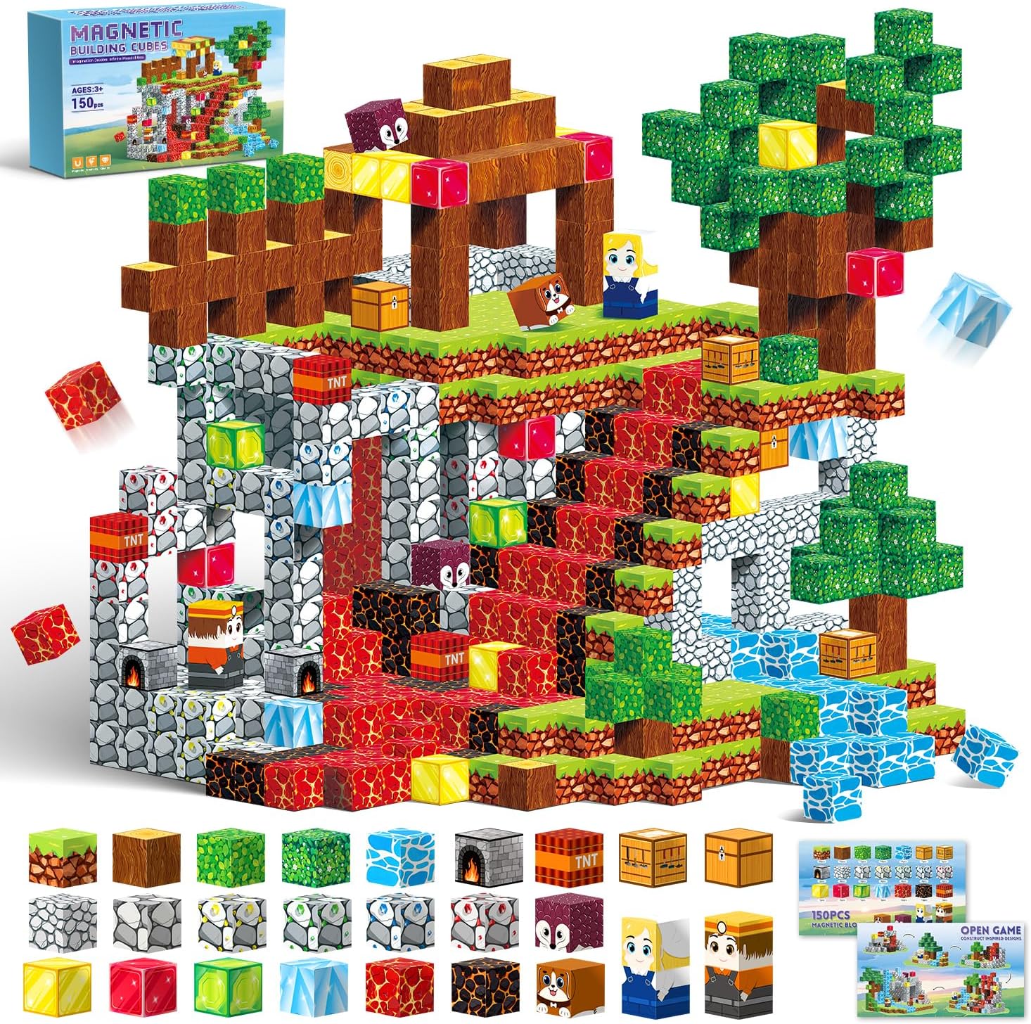 Detalle de Thusine Magnetic Blocks 150-piece magnetic building blocks set for STEM play (age 3+)