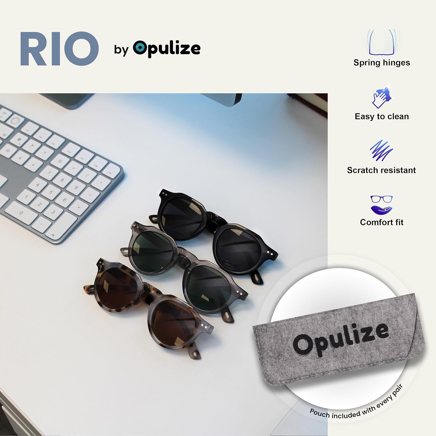 Detalle 2 de OPULIZE KOI – uniseksowe okulary do czytania, lekkie oprawki prostokątne