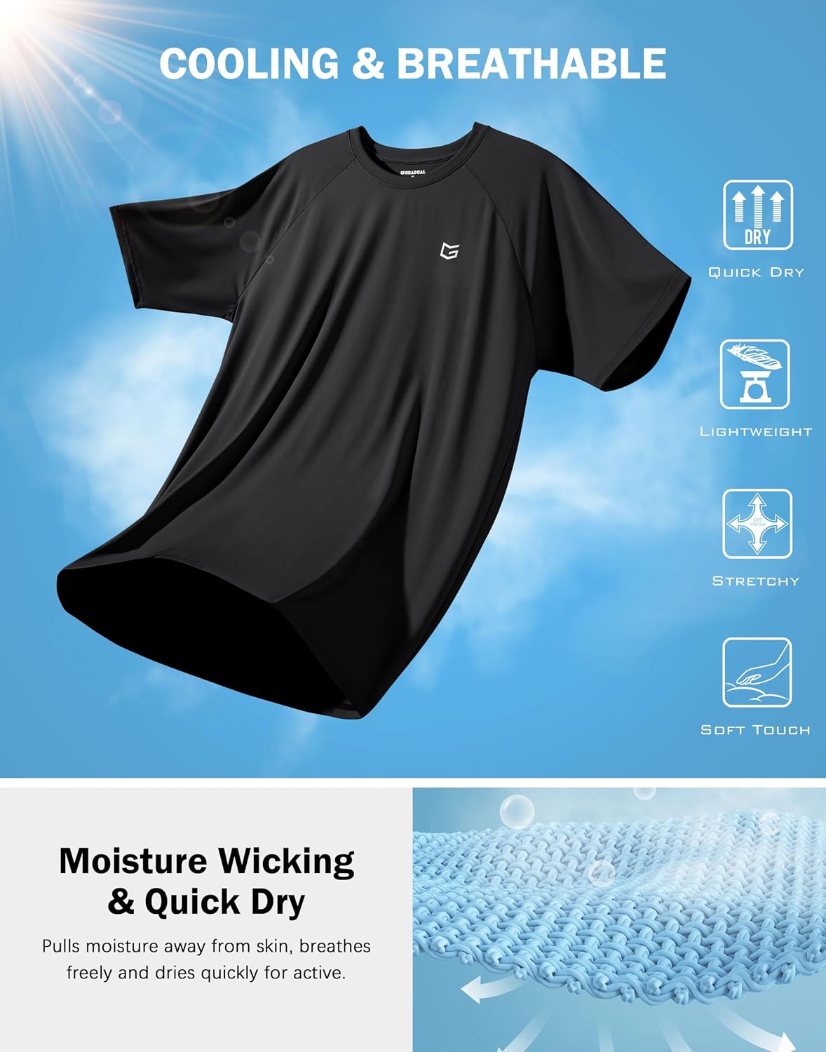 Thumbnail 4 de G Gradual Men's Athletic Workout T-Shirt, UPF 50+, 4-Way Stretch