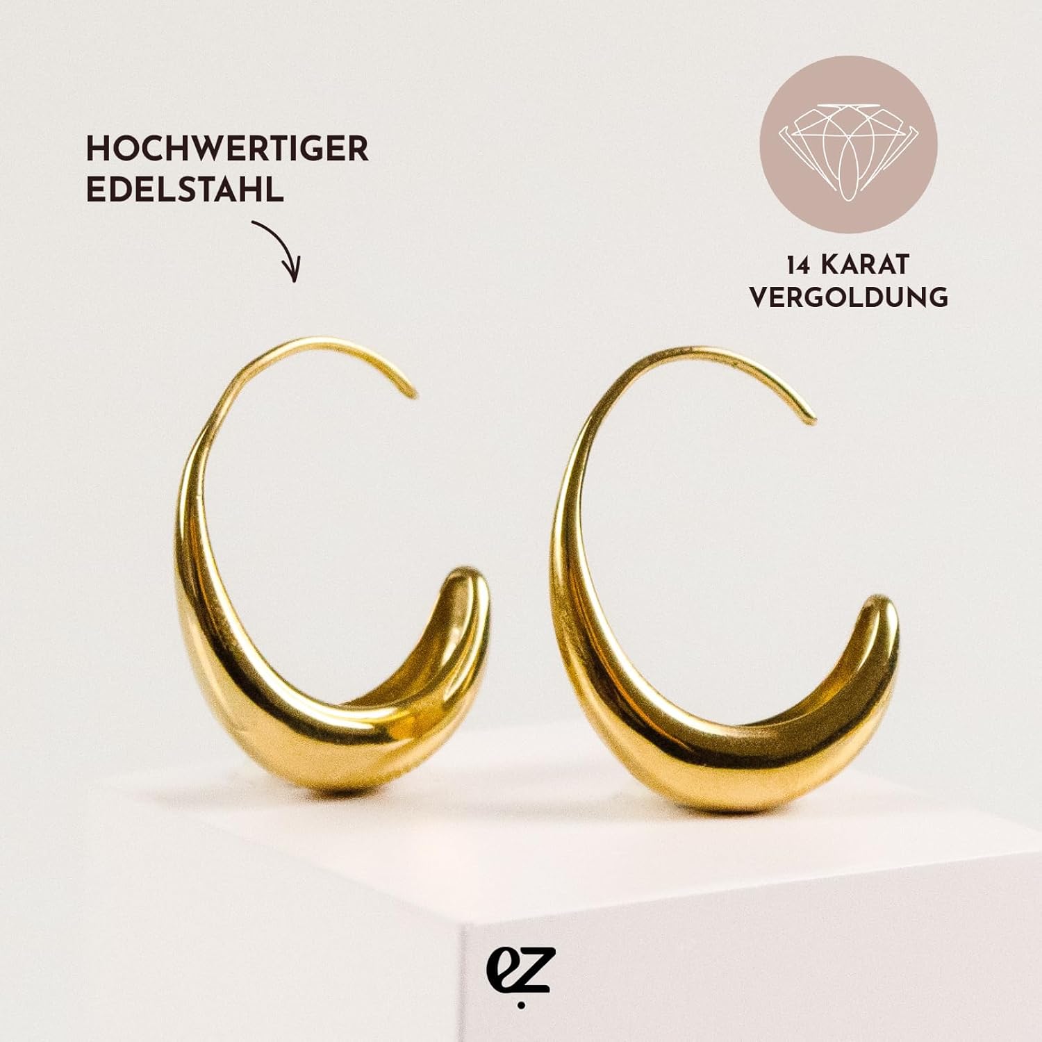 Thumbnail 2 de Echtzeit Creole „The Classy Drop“ – tropfenförmige Edelstahl-Ohrringe (2,2 cm) in Gold, Silber oder Roségold